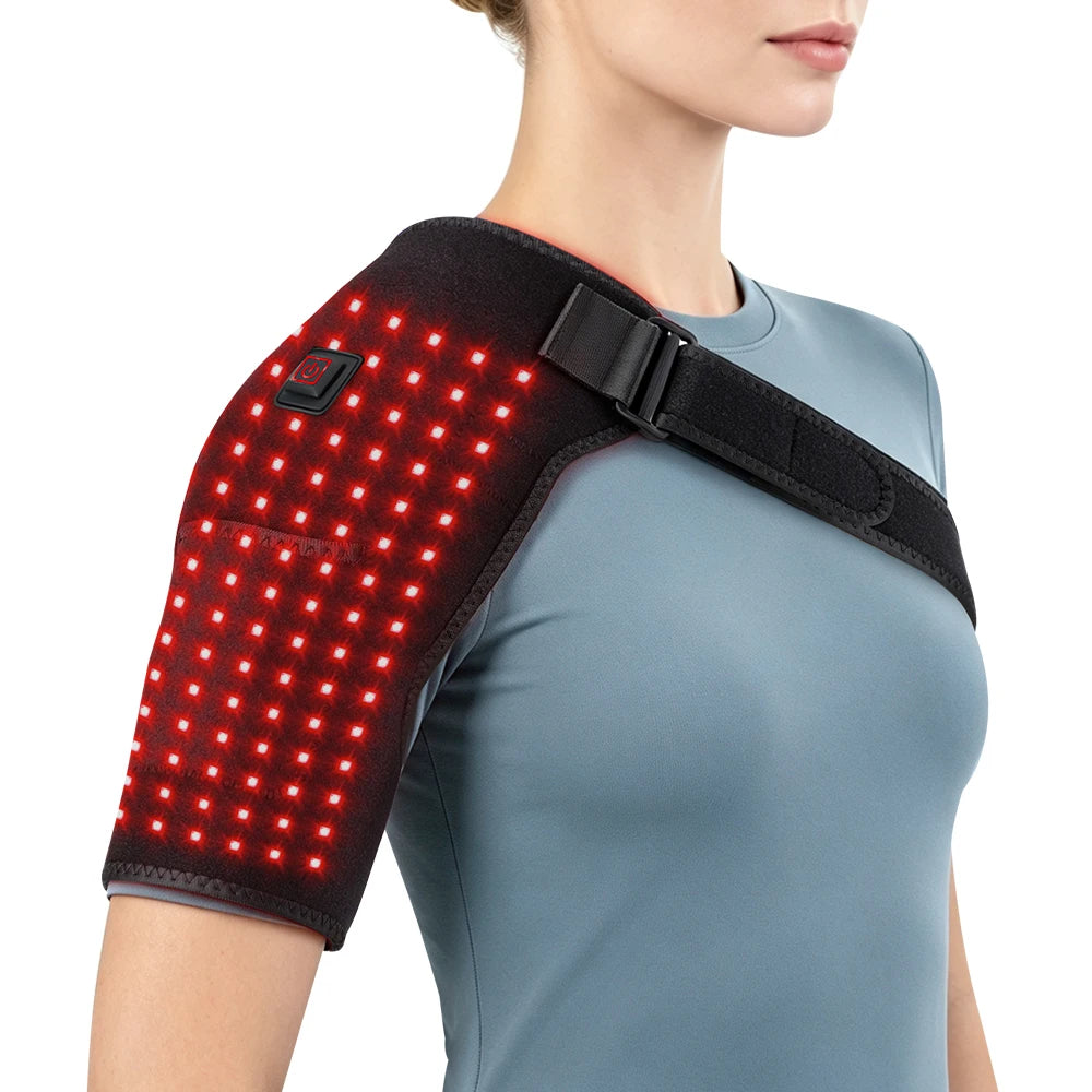 Electric Heated Shoulder Brace with Red Light Therapy for Pain Relief
