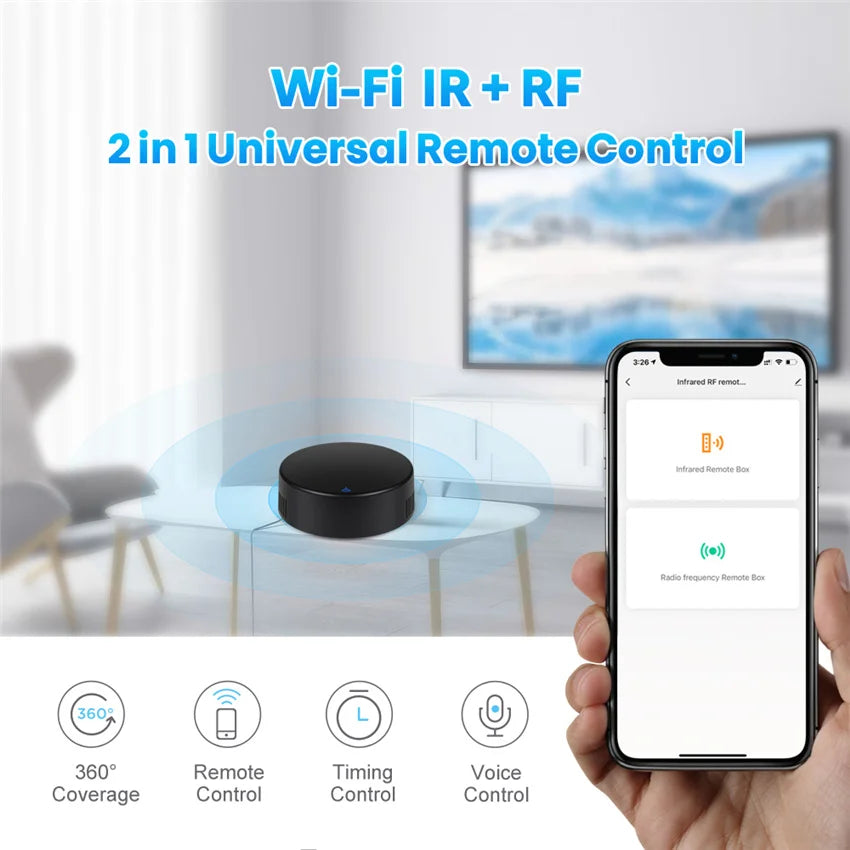 WiFi Smart IR RF Universal Remote Control for Home Appliances & Voice Control