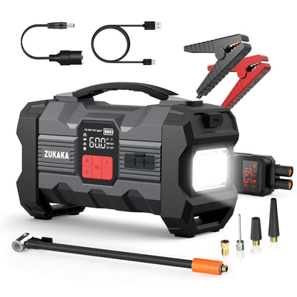 26800mAh Portable Car Jump Starter with 150PSI Air Compressor & Power Bank