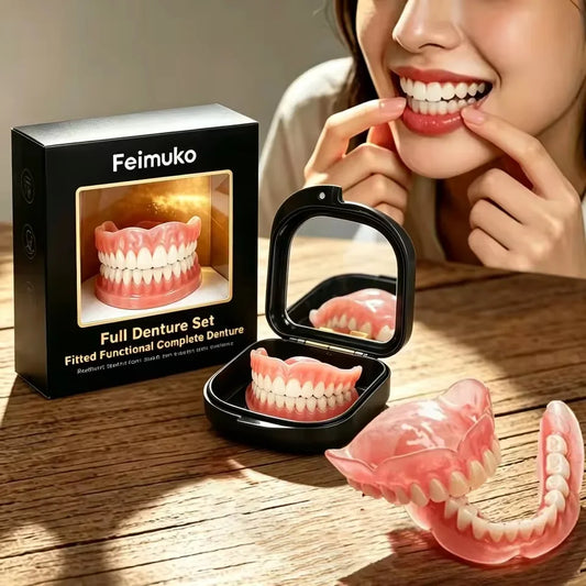 Full Mouth Silicone Denture Set - Natural Lifelike Smile & Comfortable Fit