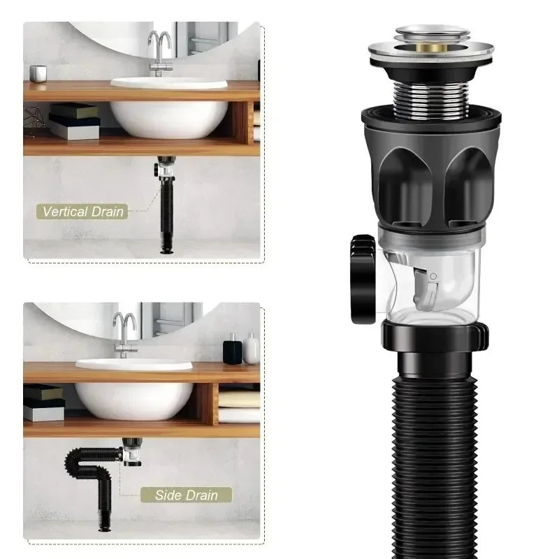 Universal Flexible Sink Drain Pipe - Anti-Odor P-Trap Kit - 2