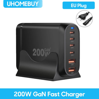 10-Port 800W GaN Desktop Fast Charging Station - 100W USB-C PD Charger