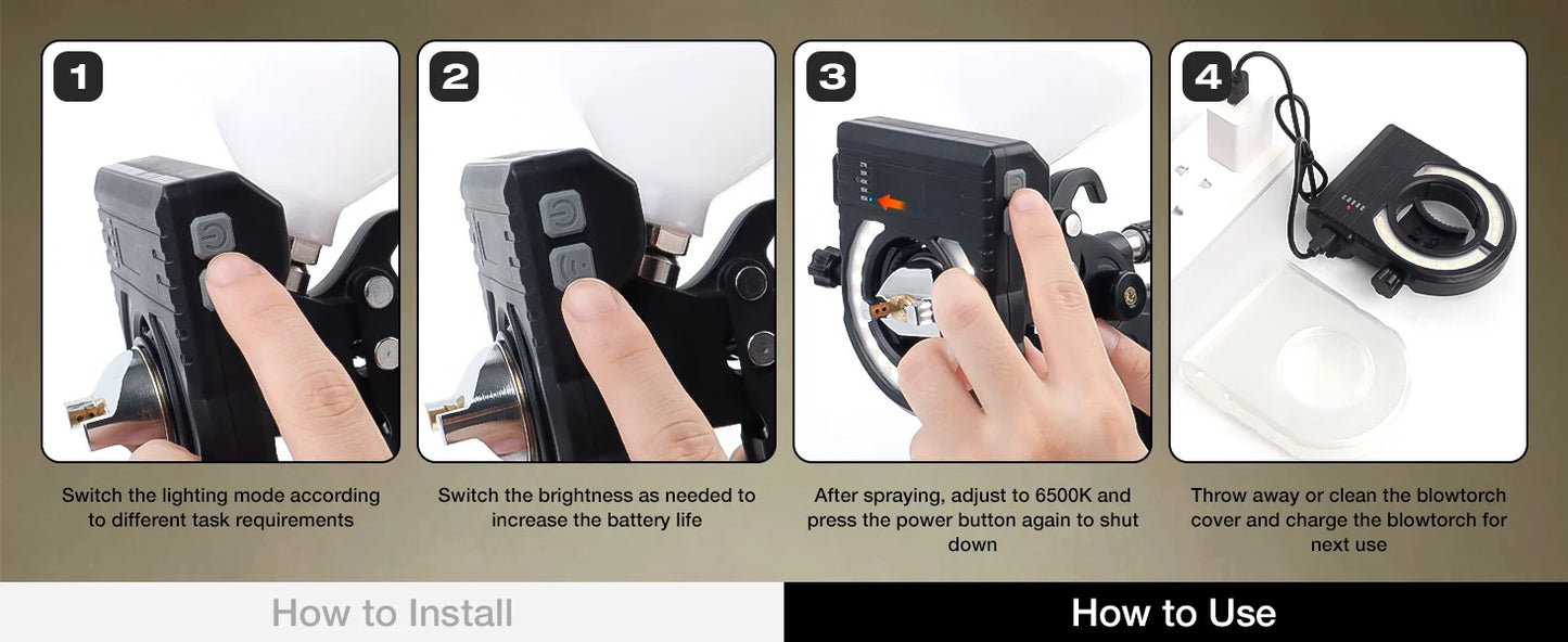 Rechargeable LED Spray Gun Light - Adjustable Car Paint Fill Light
