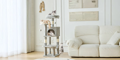 44" Multi-Level Cat Tree Tower with Scratching Posts & Cozy Condo