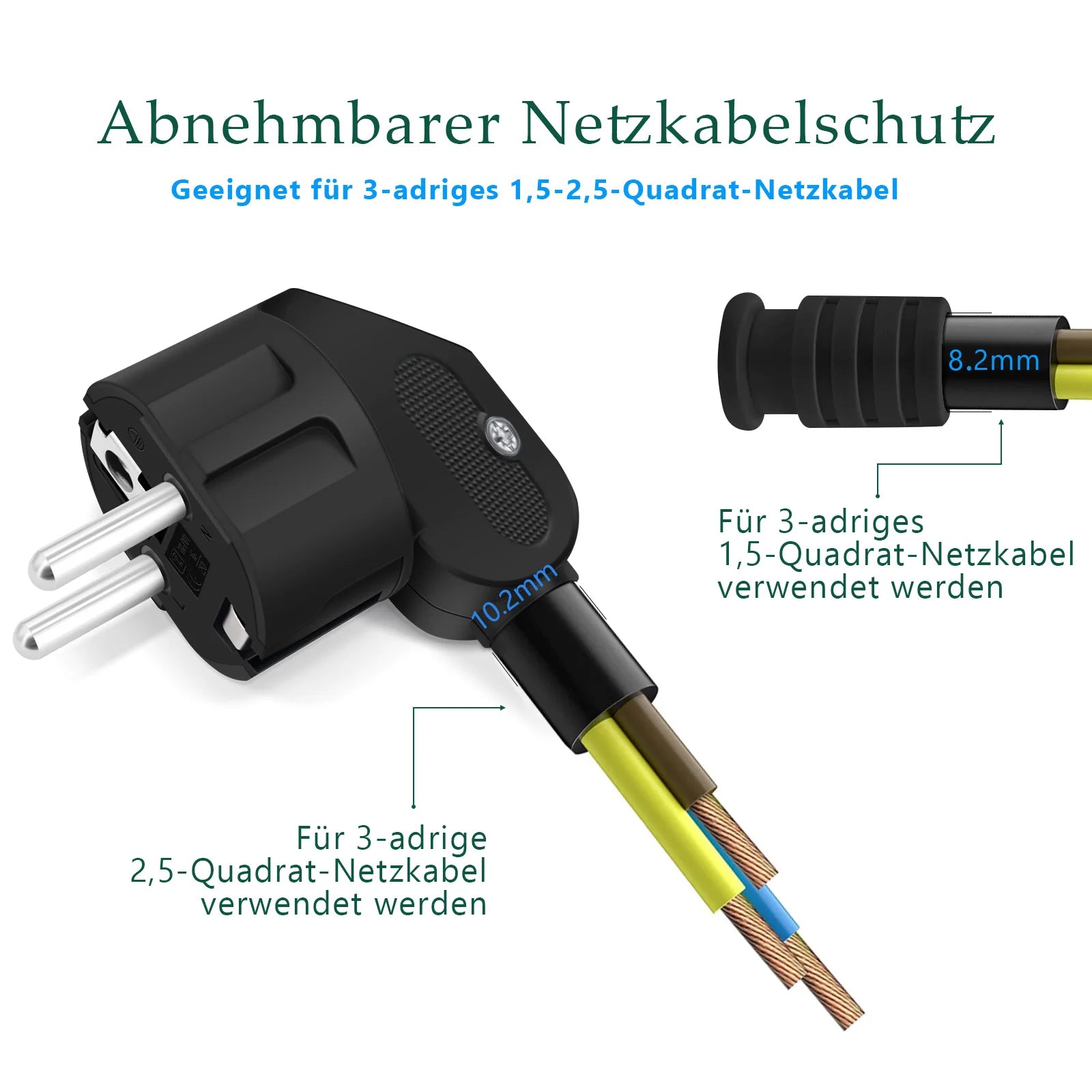 3PCS IP44 Schuko EU Plug Male Replacement Connector 16A 250V Waterproof - 3