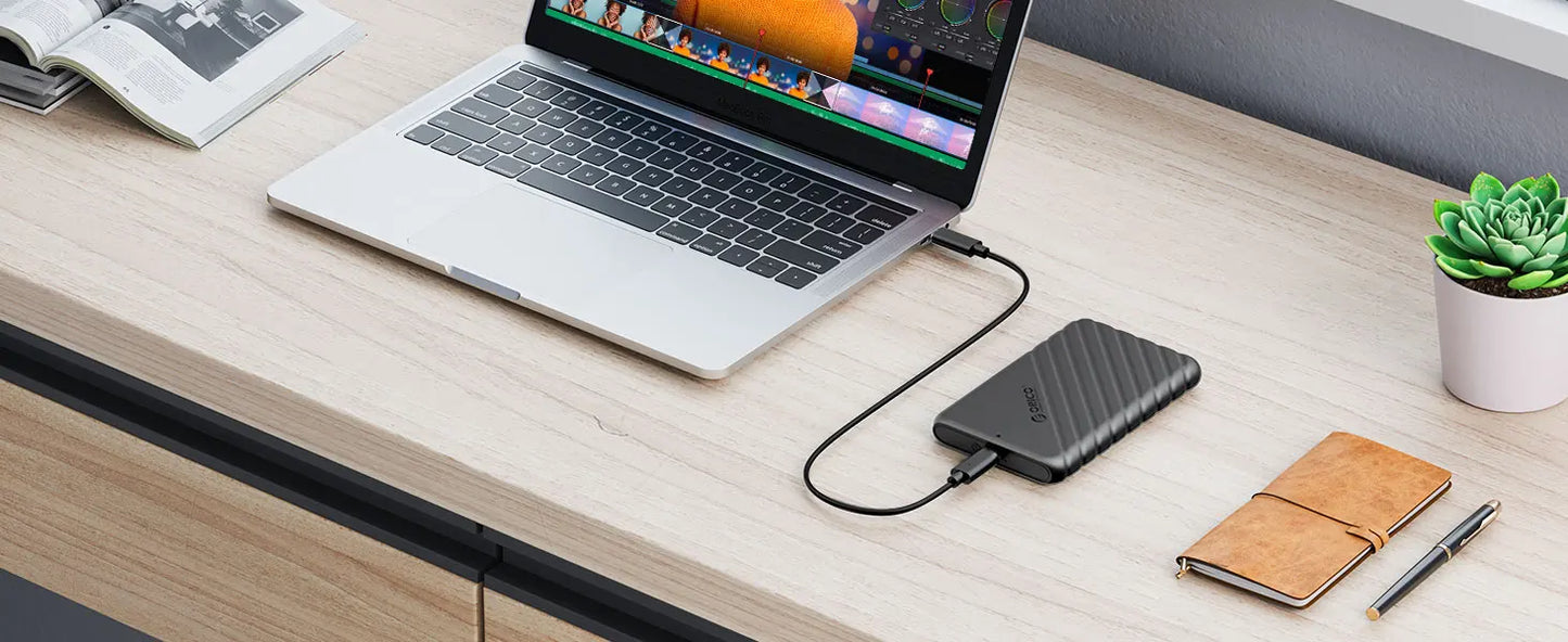 2.5" SATA HDD SSD External Hard Drive Enclosure - USB 3.0/Type-C Adapter