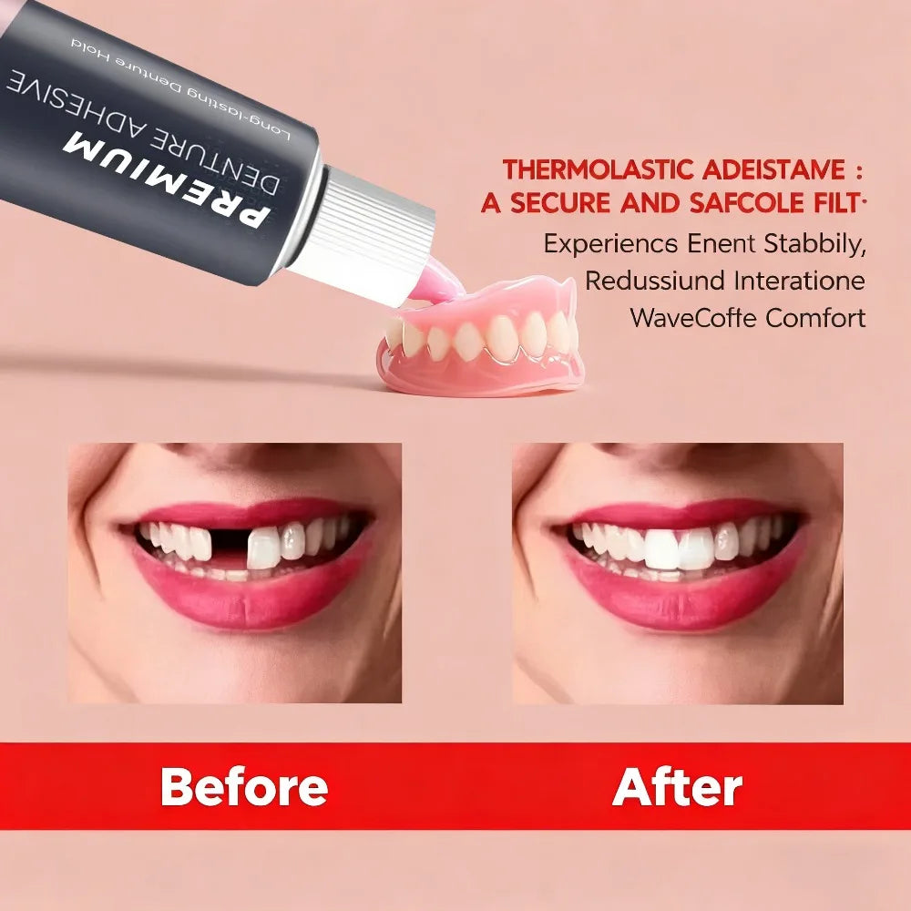 Waterproof Denture Adhesive Cream - Zinc-Free Long-Lasting Strong Hold Gel - 2