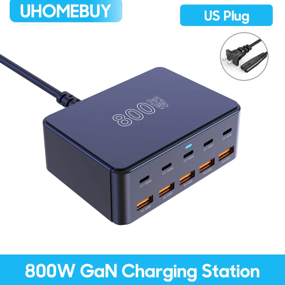 100W GaN Desktop Fast Charging Station - 10-Port USB-C & USB-A Power Hub - 22