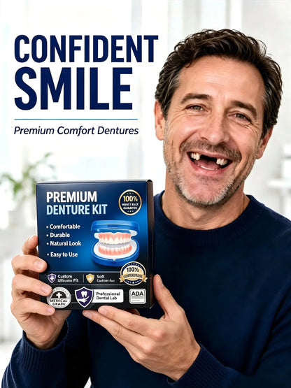 Premium Silicone False Teeth Kit - Natural Smile Cosmetic Denture
