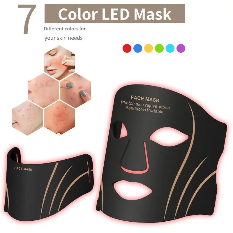 7-Color LED Face & Neck Mask – Wireless Silicone Phototherapy Rejuvenation Device - 2