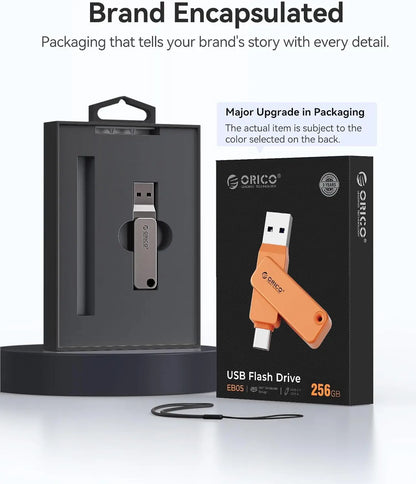 Dual USB-C & USB-A Flash Drive - Fast 150MB/s Metal Thumb Drive for Phone