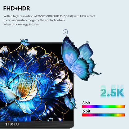 16" 240Hz QHD Portable Gaming Monitor - 2.5K HDR IPS Second Screen
