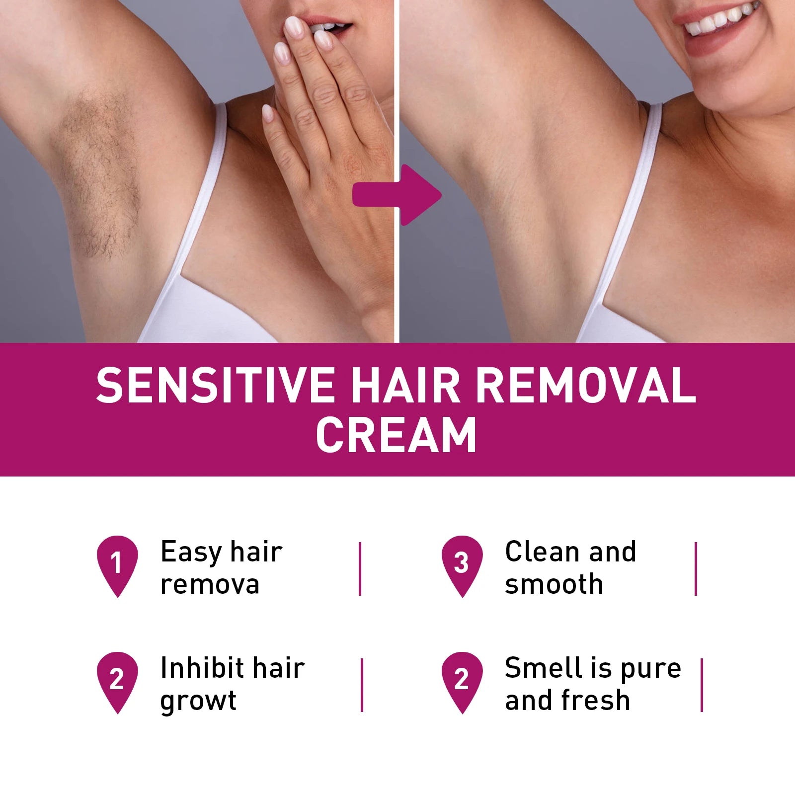 Painless Hair Removal Cream for Men & Women - Fast-Acting Gentle Depilatory - 8