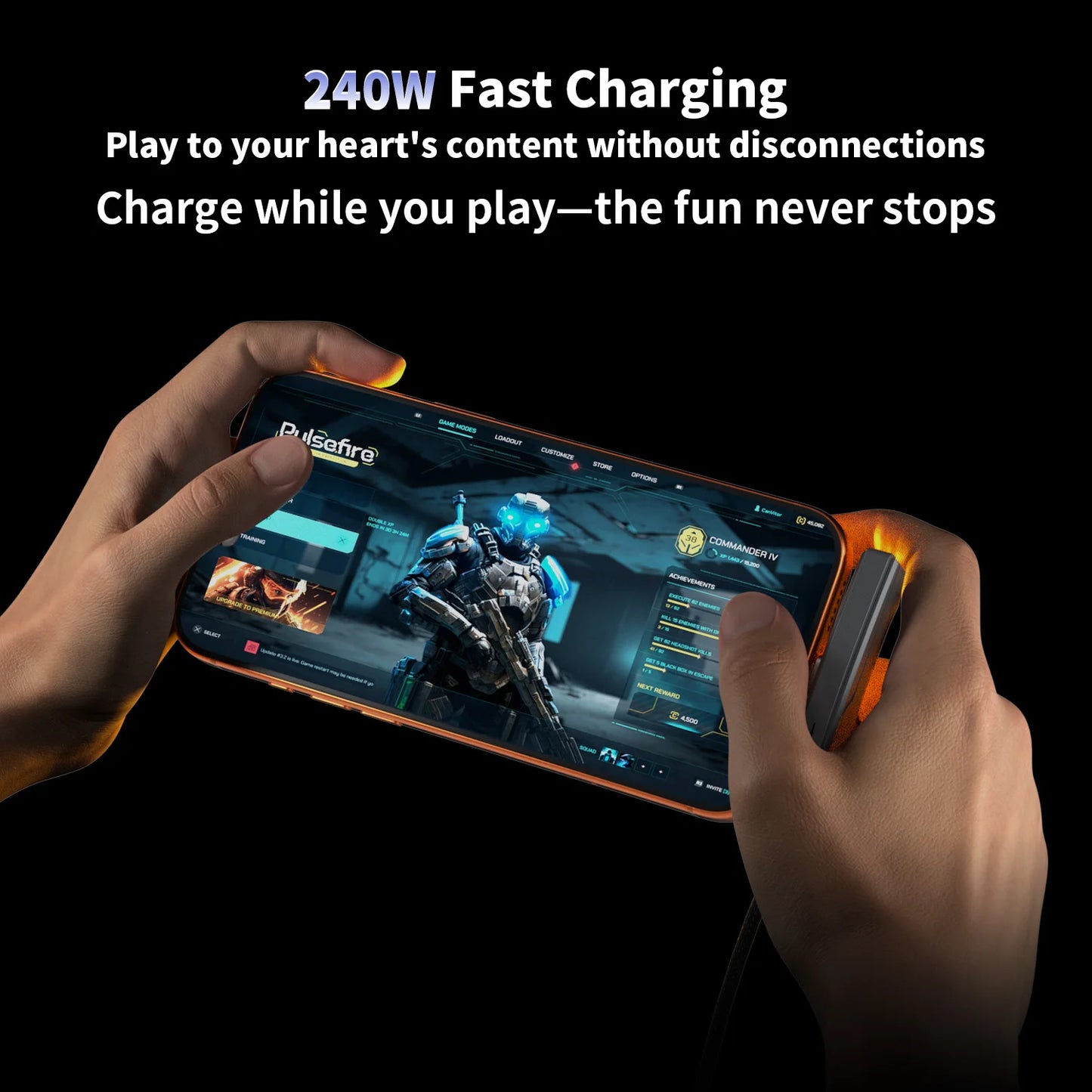 2-in-1 USB to Type-C 240W Fast Charging Cable with Foldable Phone Stand