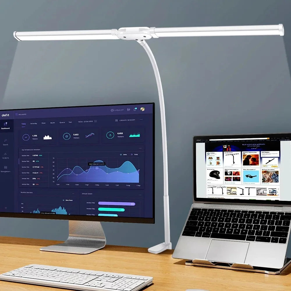 Double Head LED Architect Desk Lamp - Dimmable Office Light with Remote - 29