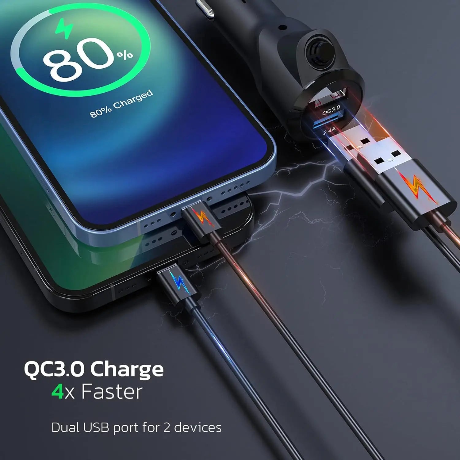 Wireless Car FM Transmitter with QC3.0 Fast Charging & Color Display - 6