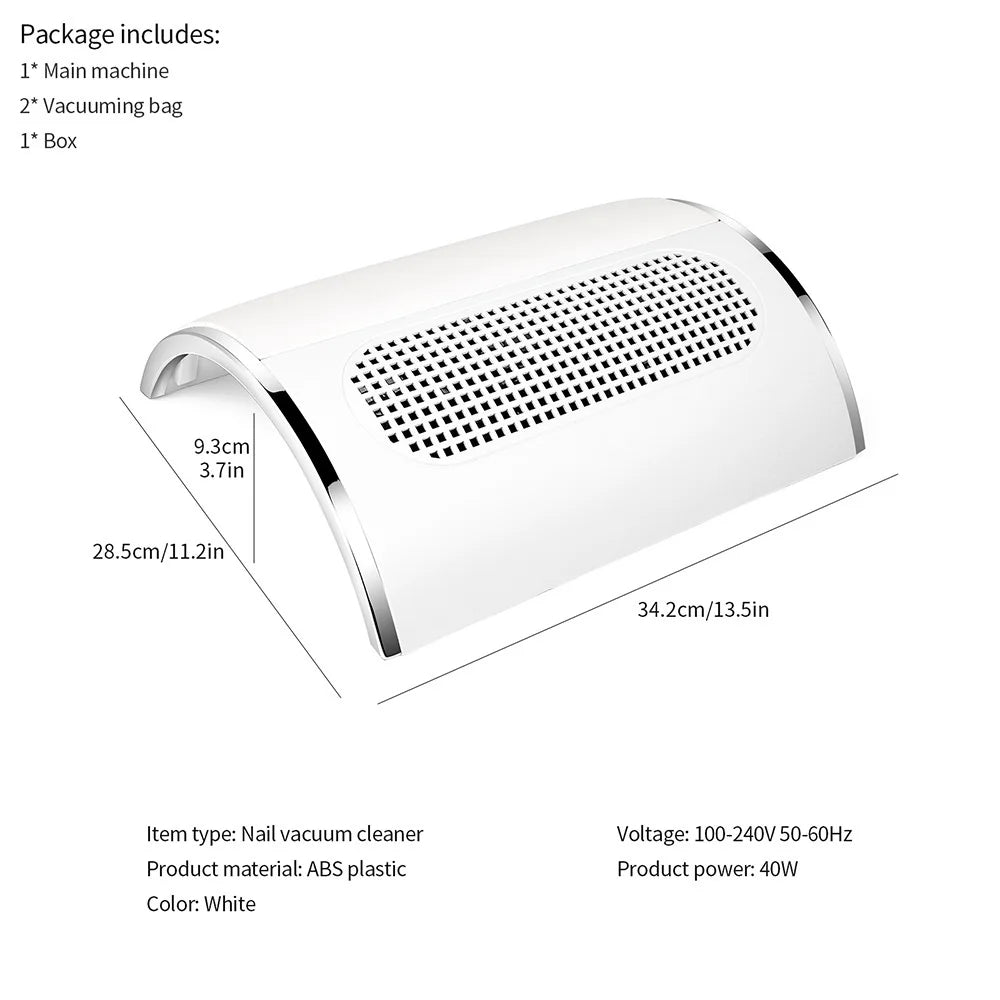 3-Fan Nail Dust Collector - 40W Professional Manicure Vacuum