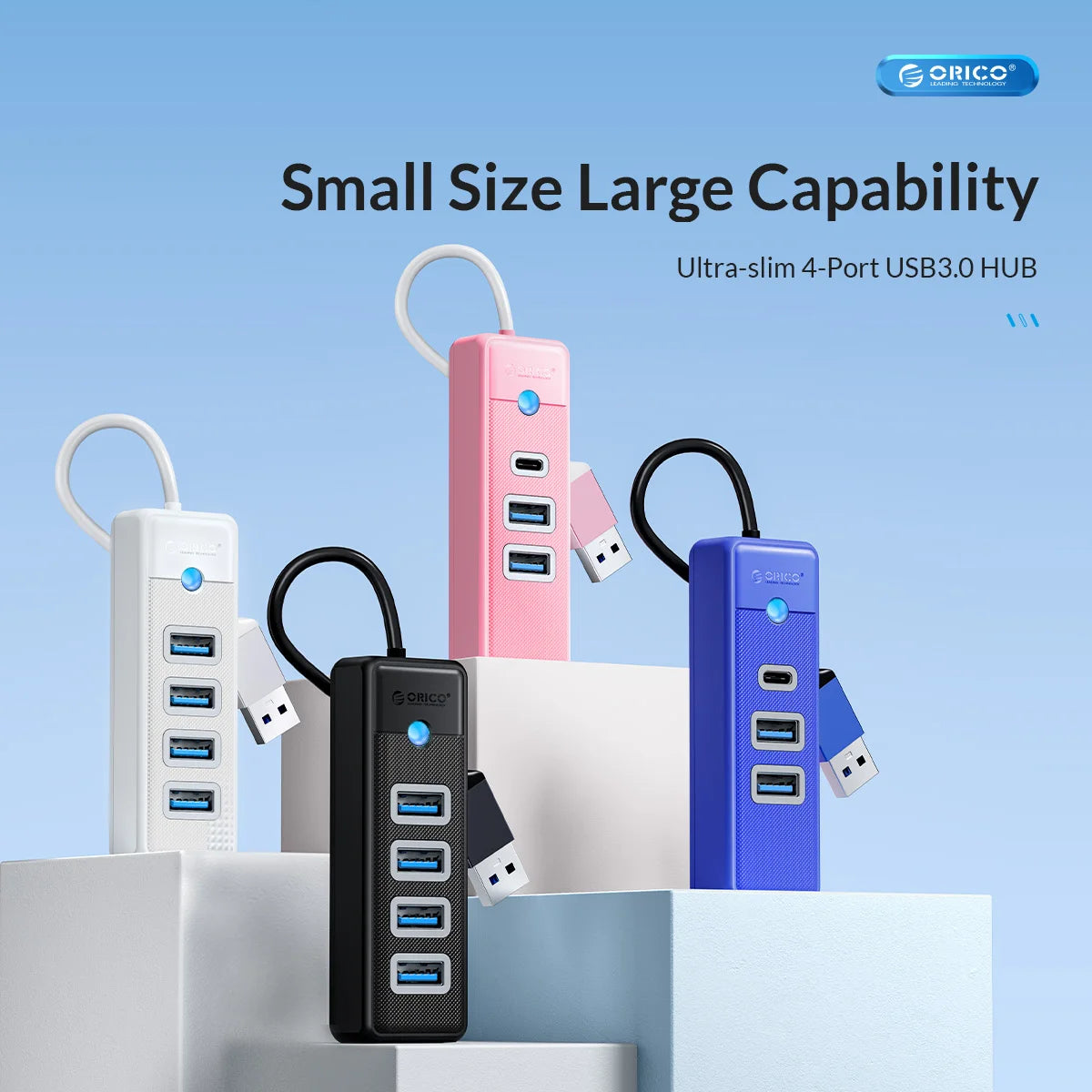 4-Port USB 3.0 Hub High-Speed Data Splitter for PC Laptop Desktop
