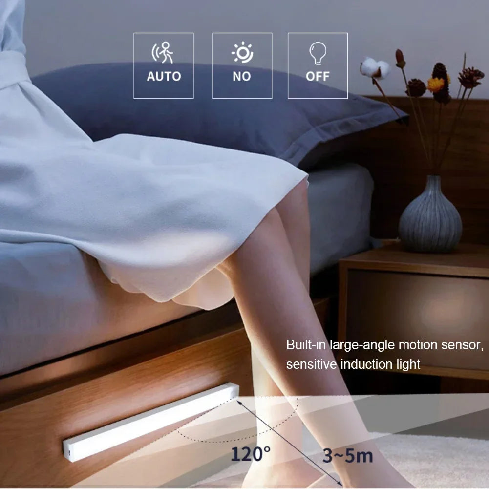 Rechargeable LED Motion Sensor Cabinet Light - Wireless USB-C Night Light for Kitchen & Closet - 2