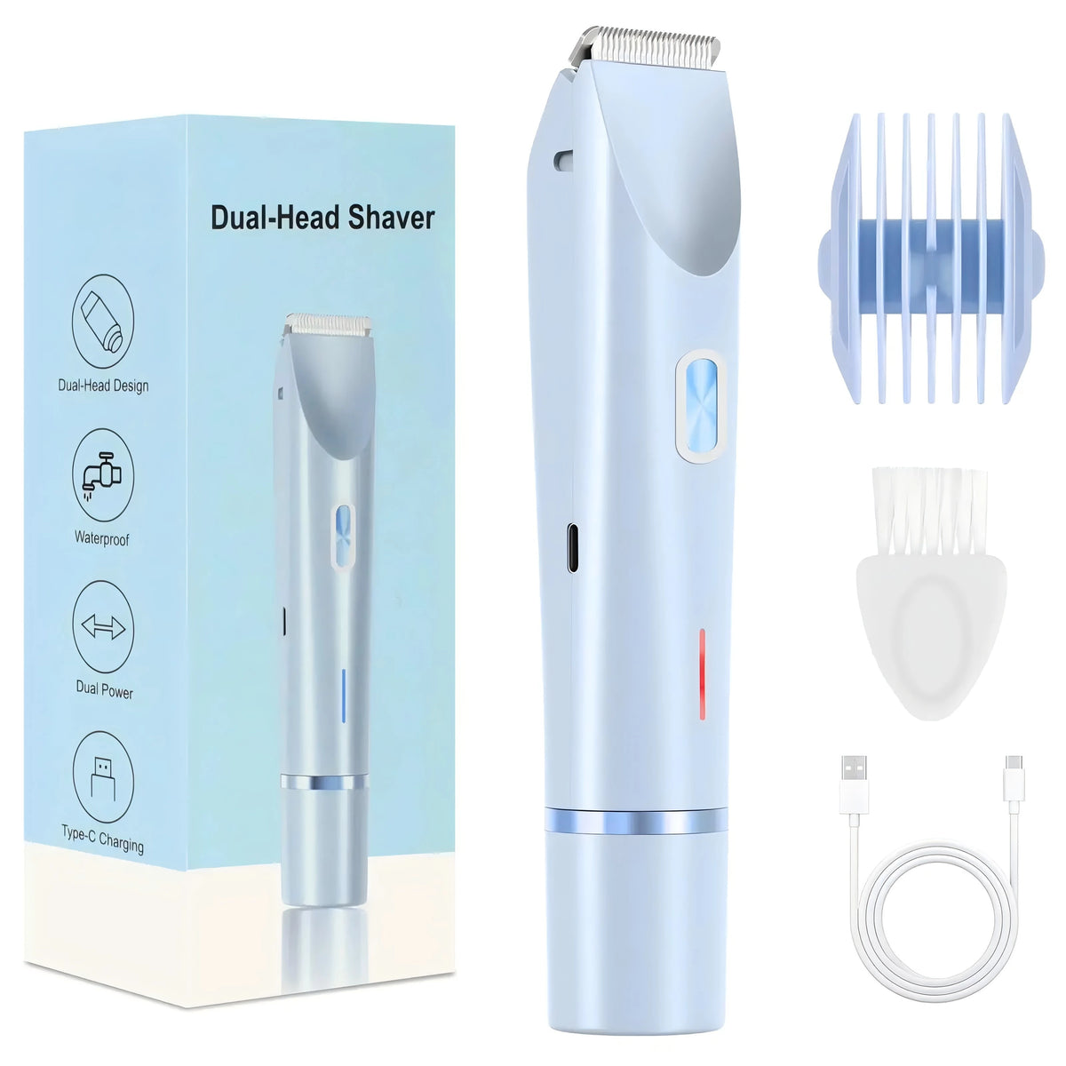 2-in-1 Waterproof Electric Women's Bikini Trimmer & Facial Hair Shaver