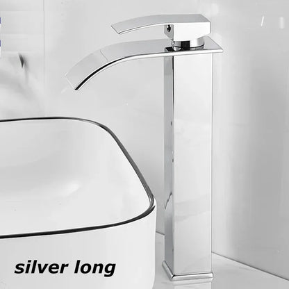 Modern Waterfall Bathroom Sink Faucet - Hot & Cold Stainless Steel