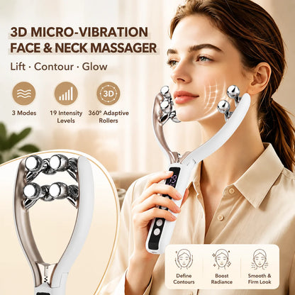 Microcurrent Face & Neck Lifting Massager - Electric V-Shape Slimming Roller