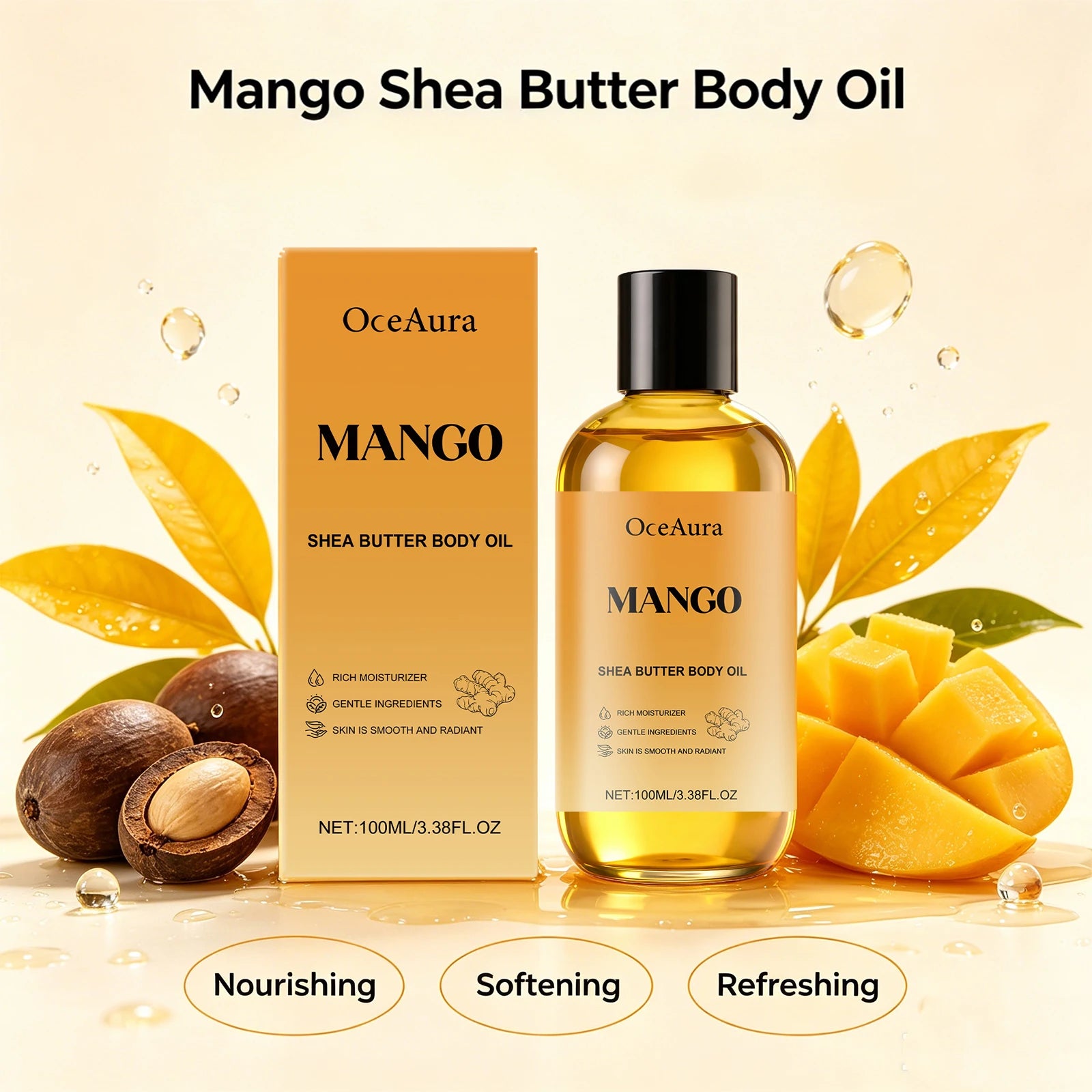 Mango Shea Butter Body Oil - Nourishing Moisturizer for Dry and Rough Skin - 4