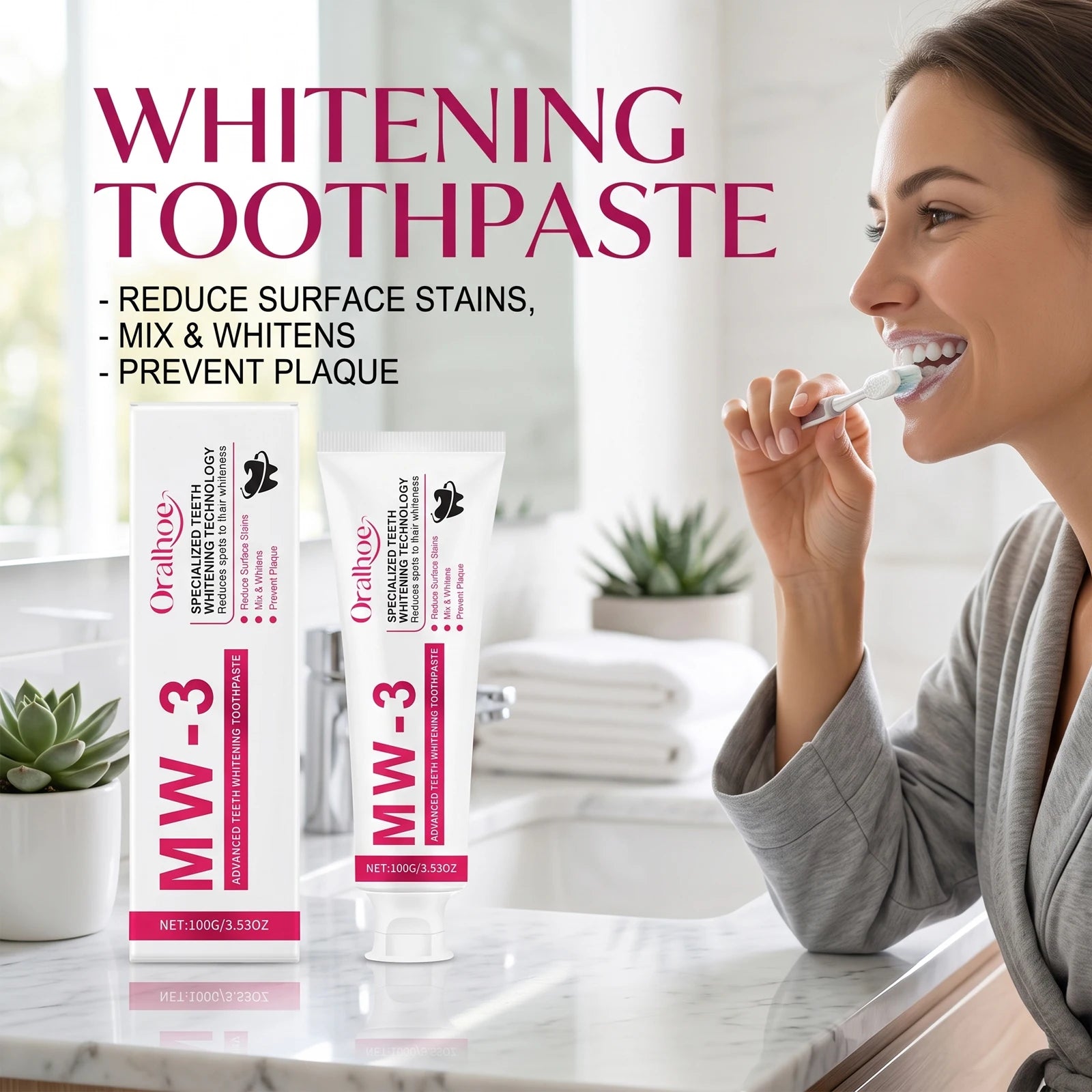 Professional Teeth Whitening Toothpaste for Stain Removal and Fresh Breath - 1