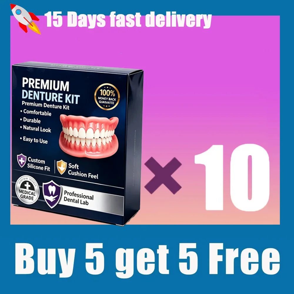 Premium Silicone False Teeth Kit - Natural Smile Cosmetic Denture - 14