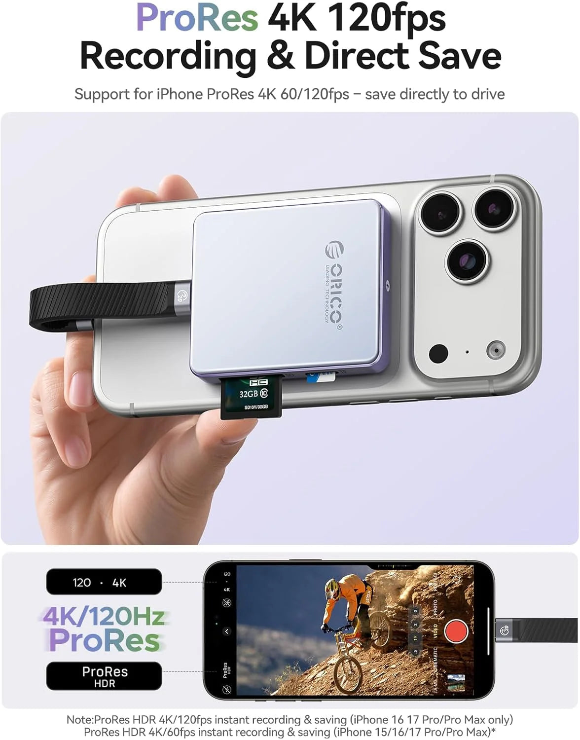 Magnetic NVMe M.2 SSD Enclosure for iPhone 4K ProRes Recording & 100W Charge