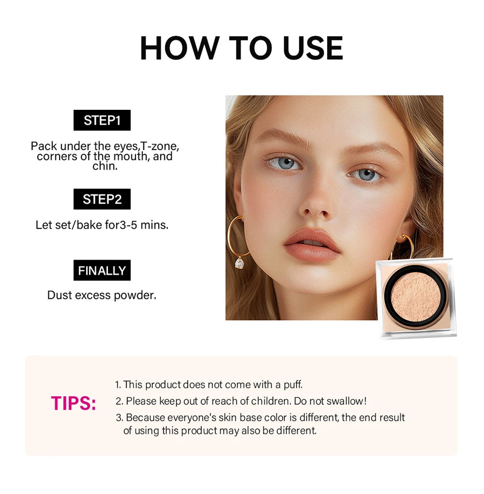Matte Loose Baking & Setting Powder - Long Lasting Oil Control