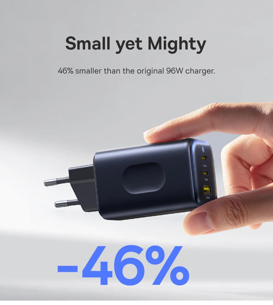 100W GaN Fast Charger - 3-Port USB-C Laptop & Phone Power Adapter - 12
