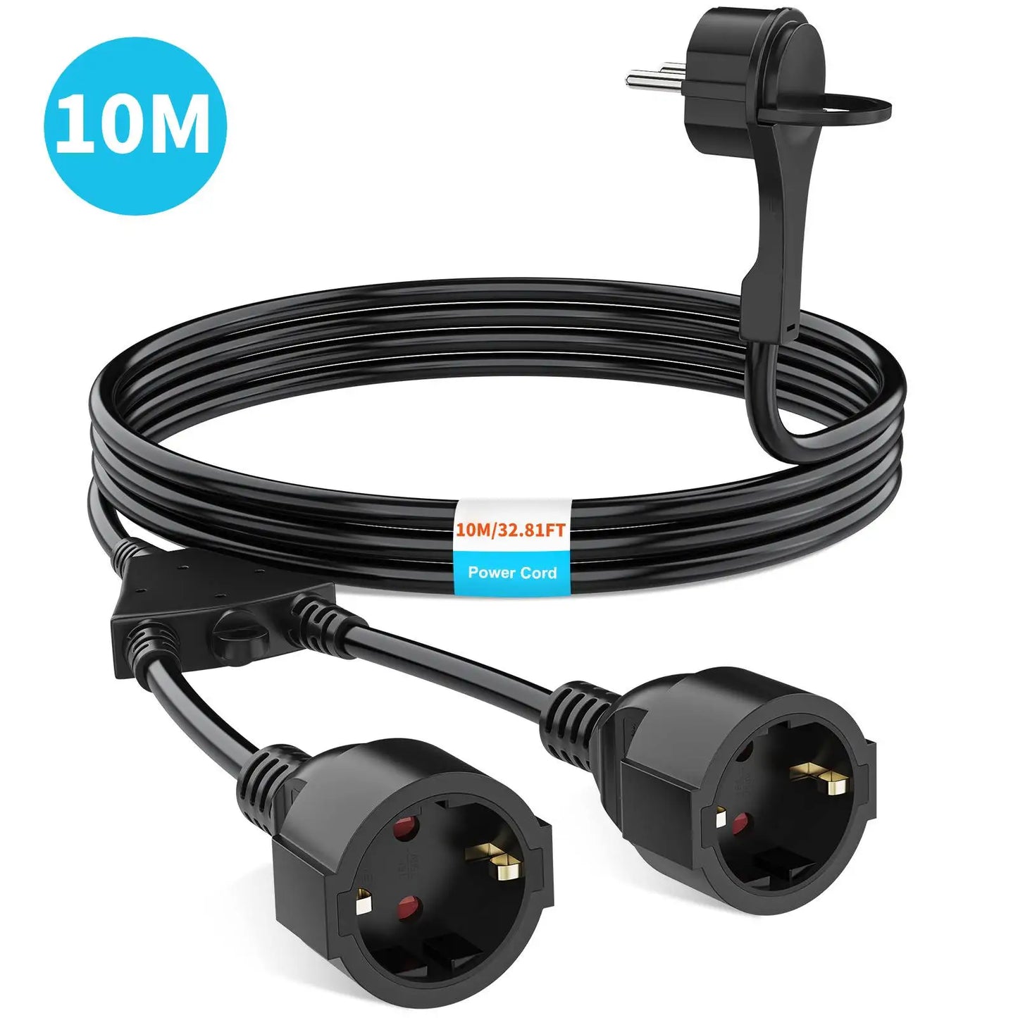 Heavy Duty EU Extension Cord - 4000W Waterproof Power Socket for Home