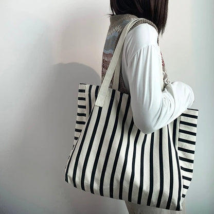 Luxury Striped Canvas Beach Tote