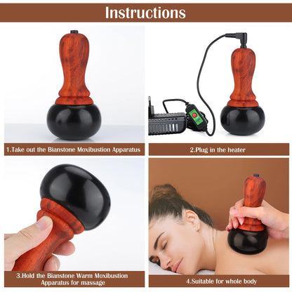 Electric Bianstone Gua Sha Massager - Heated Facial & Full Body Massage Tool