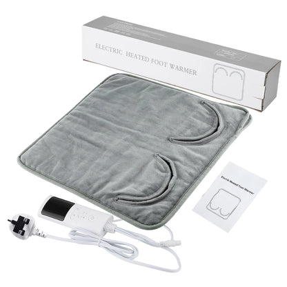 Electric Heated Foot Warmer - Adjustable Temperature & Timer Desk Heating Pad