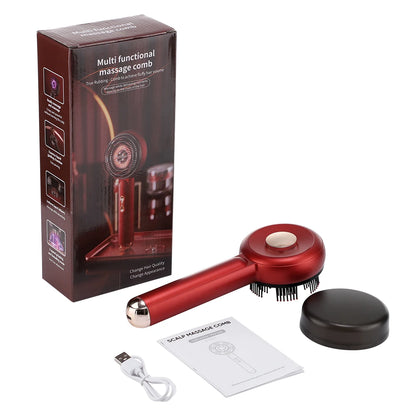 Electric Scalp Massager Comb with LED Light Therapy & Liquid Applicator