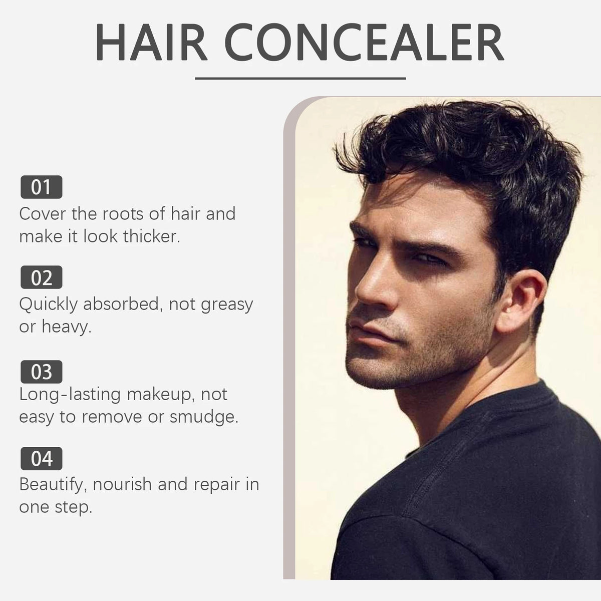 Instant Hairline & Root Concealer – Natural Gray Hair Coverage & Volume Filler
