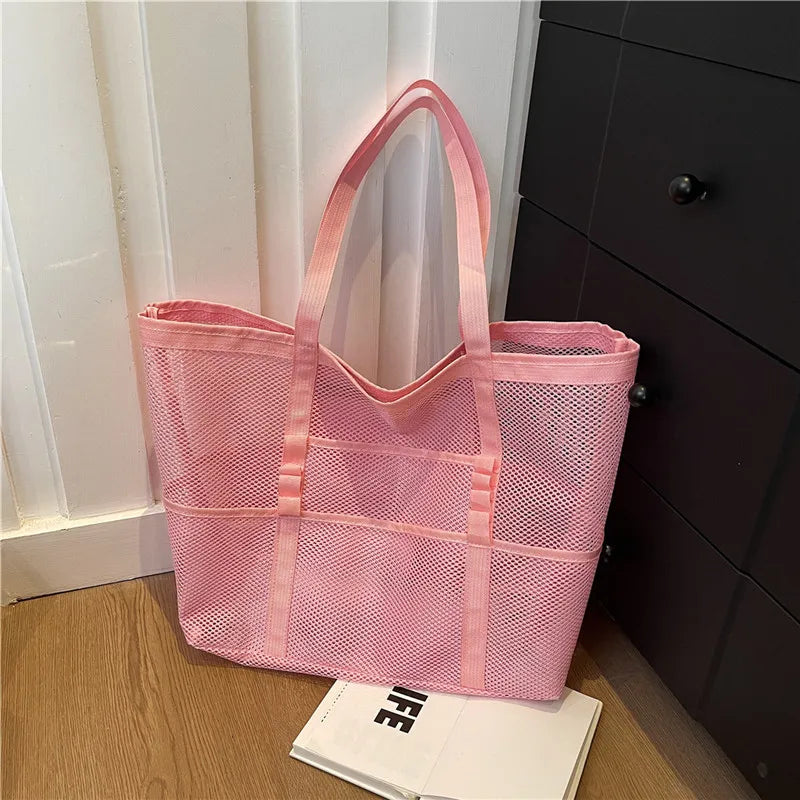 Luxury Canvas Mesh Beach Tote