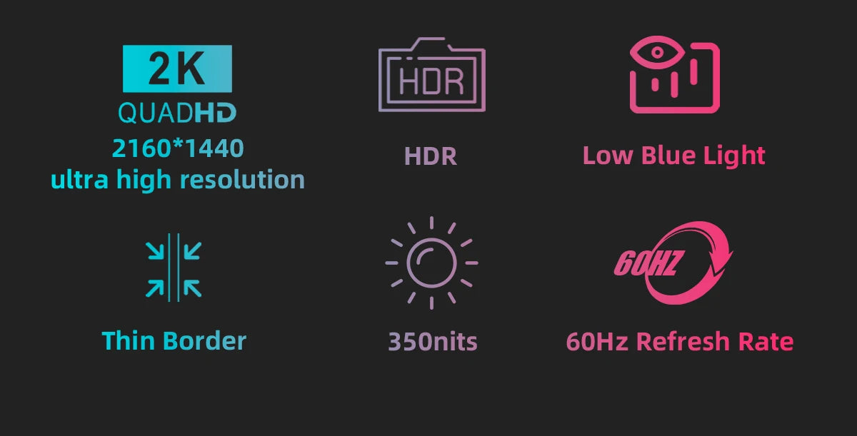 14-Inch 2K Portable Monitor - Ultra HD 60Hz Laptop & Gaming Screen - 8