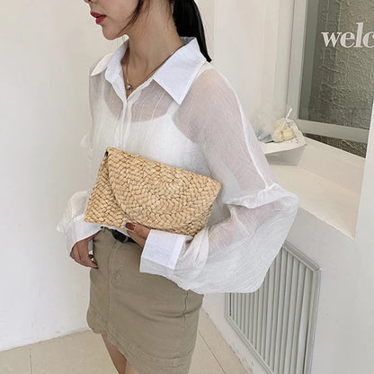 Luxury Woven Straw Clutch