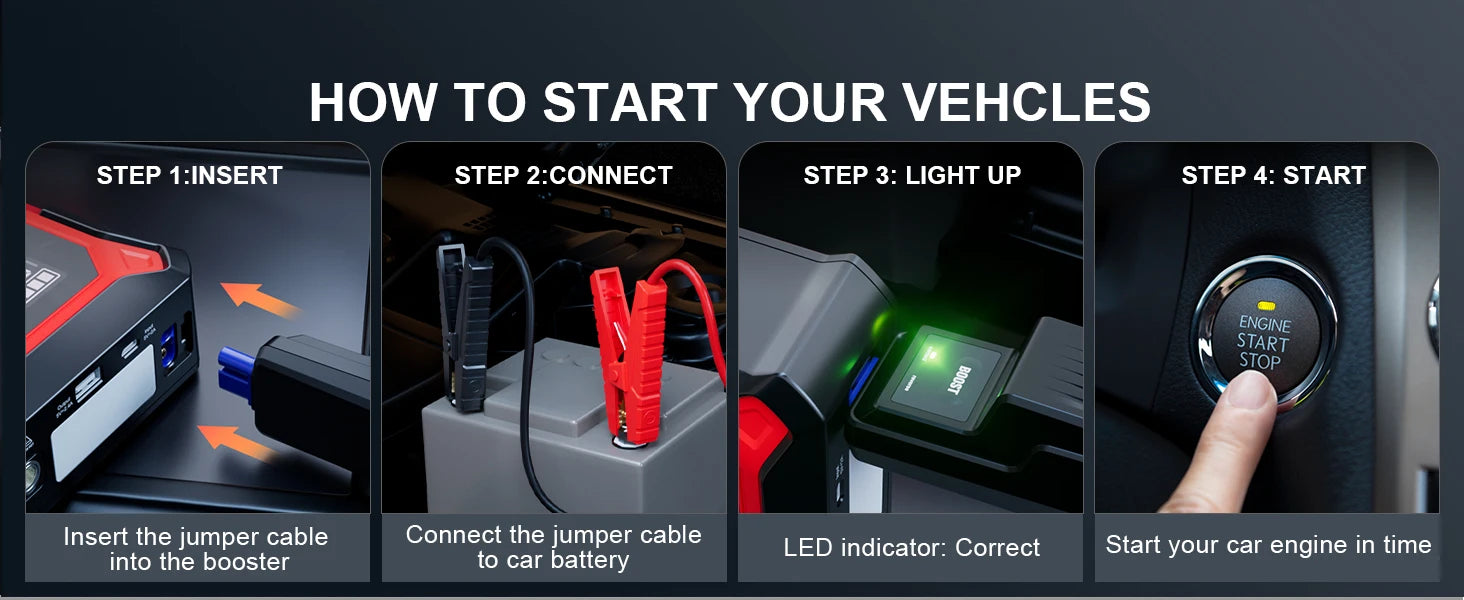 3000A Car Jump Starter with Portable Air Compressor & Emergency Power Bank - 18