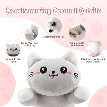 Cute USB Heated Cat Plush Pillow - Electric Hot Compress for Pain & Comfort