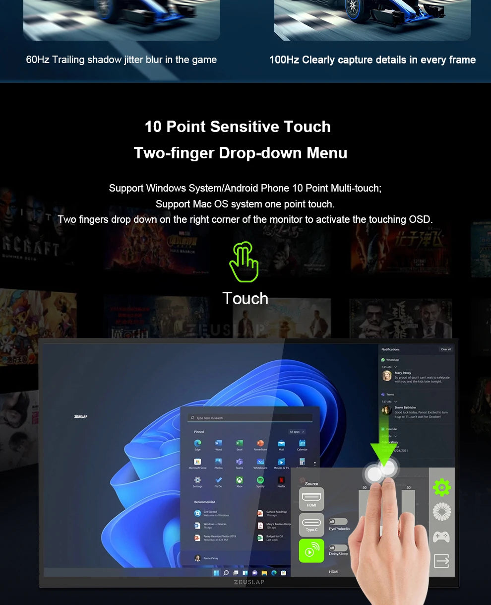 18.5" Smart Portable Touch Monitor with Google TV & Built-in Streaming