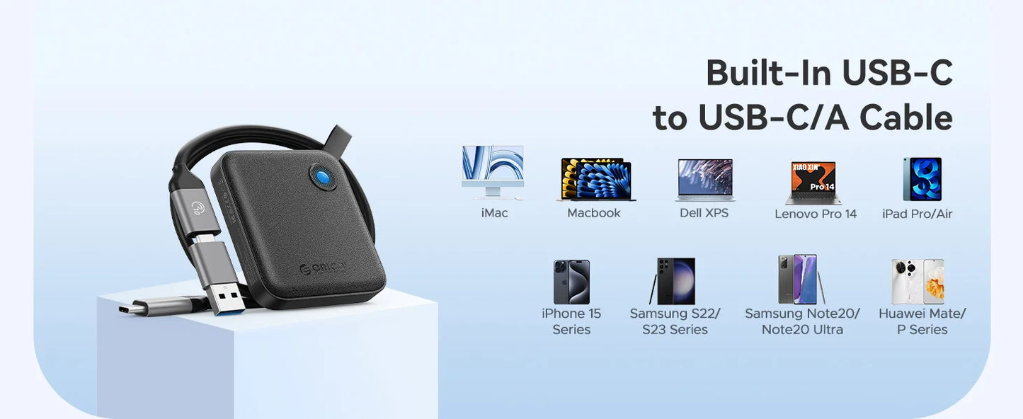 ORICO Portable SSD 560MB/s External Hard Drive for iPhone 15, Mac, PC
