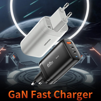 65W GaN Fast Charger - Triple Port USB-C Wall Charger for Laptop & Phone
