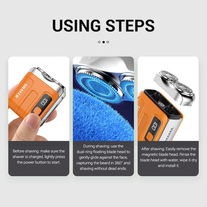Portable Electric Shaver for Men with LED Display and USB Rechargeable Battery