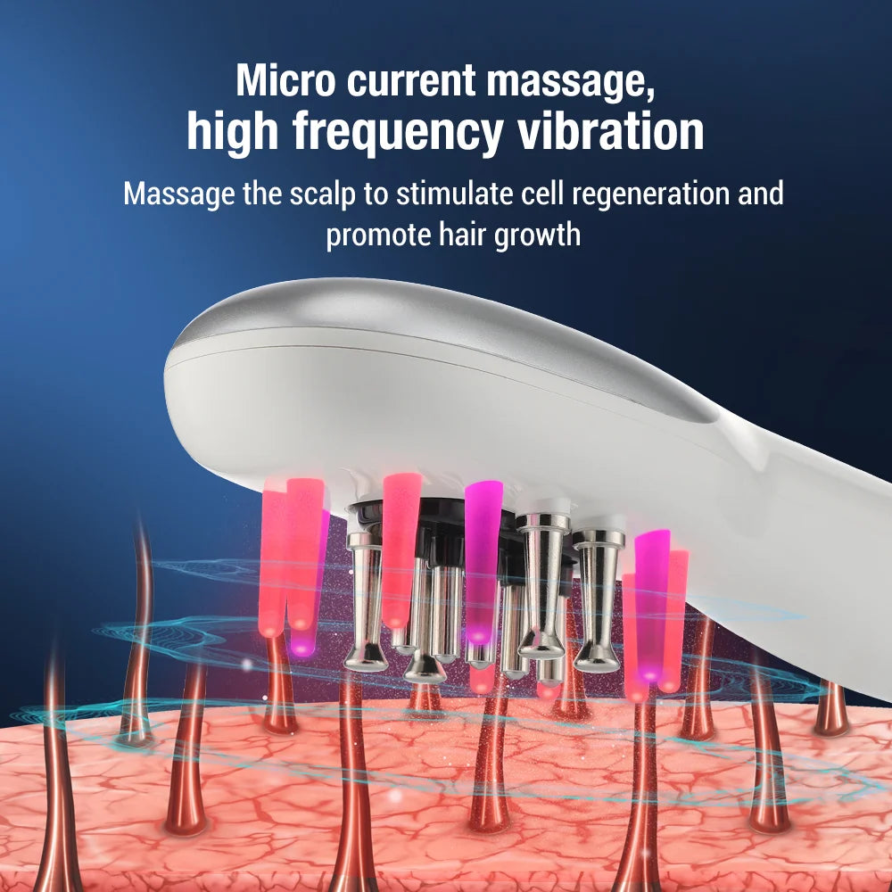 Electric Scalp Massager Comb with LED Light & Hair Oil Applicator - 3