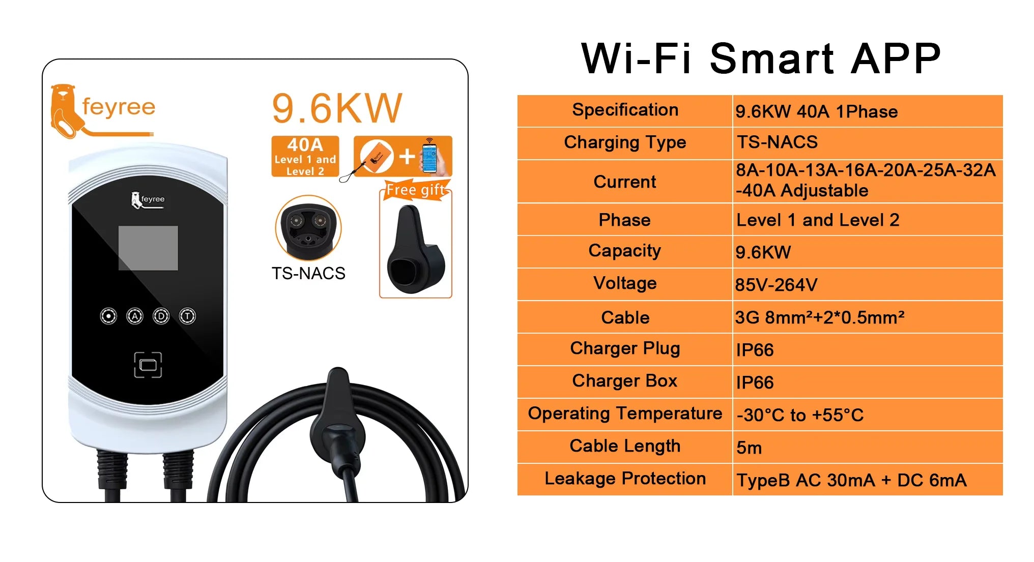 Fast Tesla NACS EV Home Charging Station 7.6KW-12KW WiFi App Control - 8
