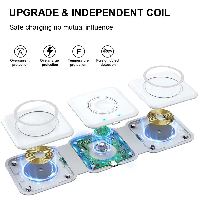 3-in-1 Foldable Magnetic Wireless Charging Station for iPhone & Apple Watch - 11